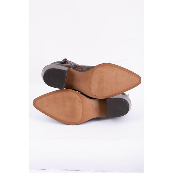 Massimo Dutti Animal Print Leather Ankle Boots US 7.5 EU 38 Brown western New - Picture 7 of 7